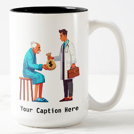 Taza Bicolor Adulto Mayor Pagando Deuda Médica