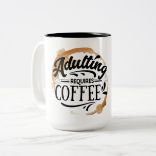 TAZA BICOLOR ADULTO REQUIERE AMOR AL CAFÉ