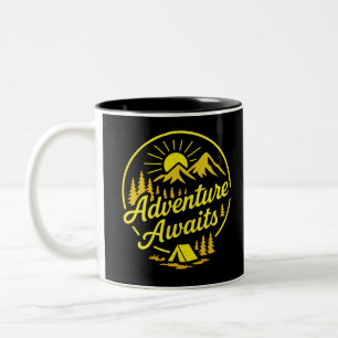 Taza Bicolor Adventure Awaits Camping