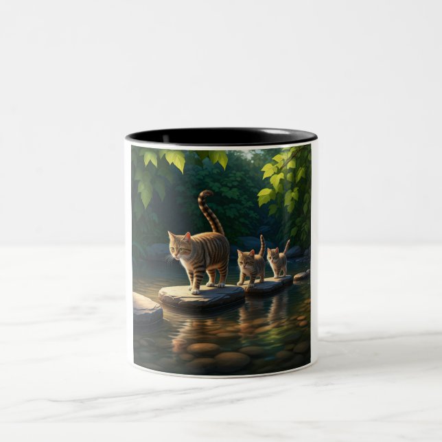 Taza Bicolor Adventurous Cat Mom Two-Tone Mug (Centro)