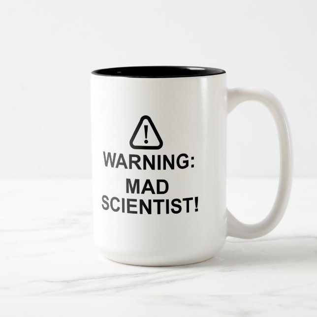 Taza Bicolor Advertencia Científico Loco (Derecha)
