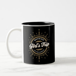 Taza Bicolor Advertencia Viaje de Chicas en Progreso Vacaciones