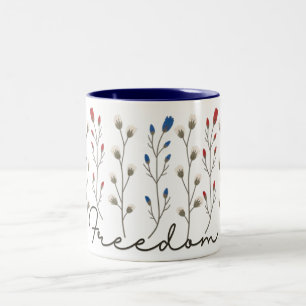Taza Bicolor Aesthetic Freedom Wildflowers Patriotic