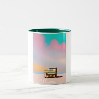 Taza Bicolor Afiche de Miami Lifeguard Travel