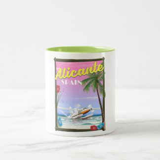 Taza Bicolor Afiche de viaje al estilo vintage de Alicante Espa