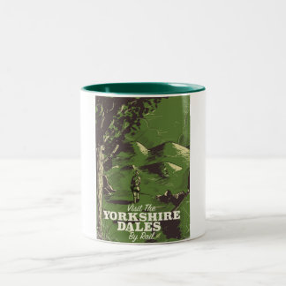 Taza Bicolor Afiche de viaje al estilo vintage de Yorkshire Dal