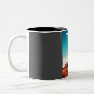 Taza Bicolor Afiche de viaje de Ayers Rock Uluru Australia