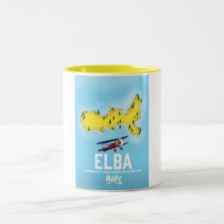 Taza Bicolor Afiche de viaje de Elba, Mar Tirreno, Toscana, Ita