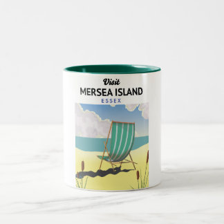 Taza Bicolor Afiche de viaje de Essex, isla de Mersia