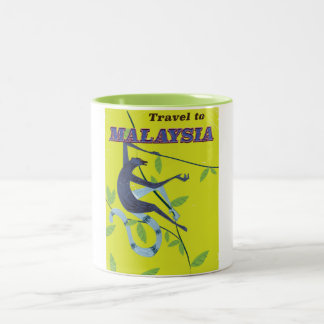 Taza Bicolor Afiche de viaje de estilo vintage de Malasia