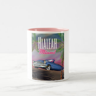 Taza Bicolor Afiche de viaje de Hialeah Florida USA 80s