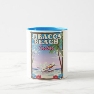 Taza Bicolor Afiche de viaje de Jibacoa beach Cuba