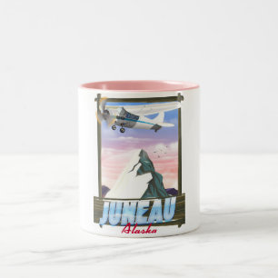 Taza Bicolor Afiche de viaje de Juneau Alaska