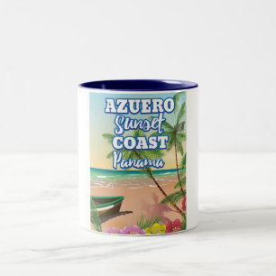 Taza Bicolor Afiche de viaje de la Costa del Sol Azuero Playa d