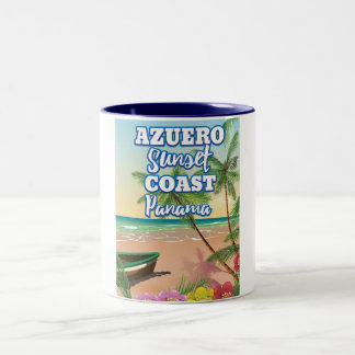 Taza Bicolor Afiche de viaje de la Costa del Sol Azuero Playa d