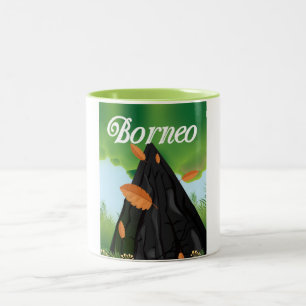 Taza Bicolor Afiche de viaje de la selva tropical de Borneo