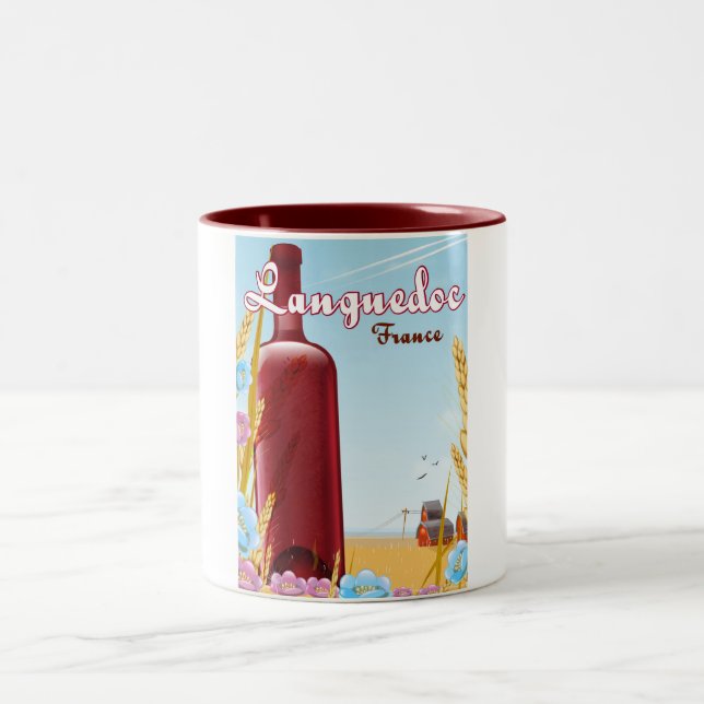 Taza Bicolor Afiche de viaje de Languedoc Francia (Centro)