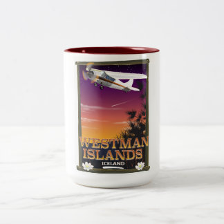 Taza Bicolor Afiche de viaje de las Islas Westman Islandia