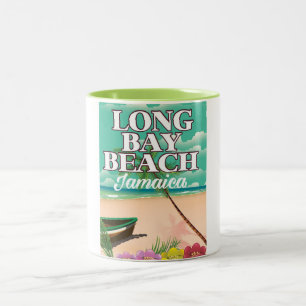 Taza Bicolor Afiche de viaje de Long bay beach Jamaica