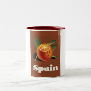 Taza Bicolor Afiche de viaje de naranja de España