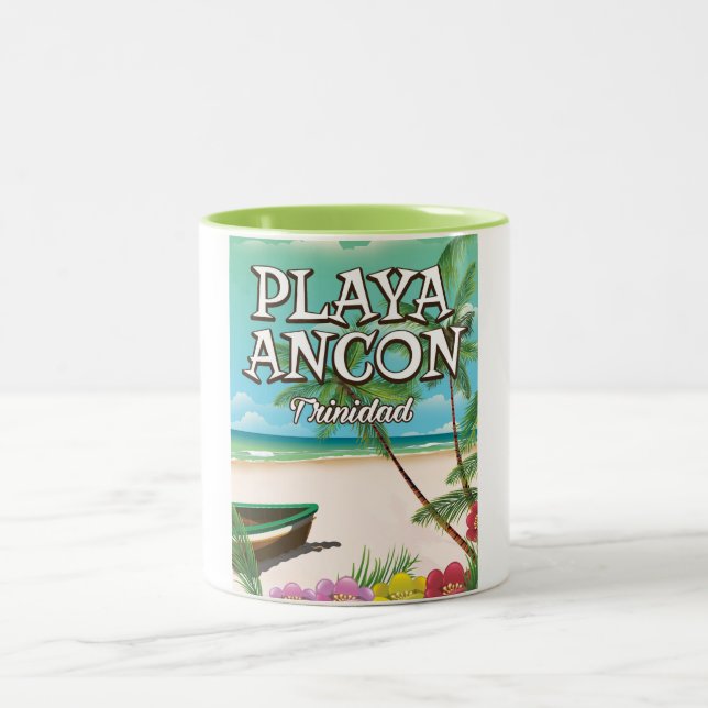 Taza Bicolor Afiche de viaje de Playa Ancón Trinidad (Centro)