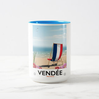 Taza Bicolor Afiche de viaje de playa de Francia