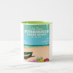 Taza Bicolor Afiche de viaje de Putsborough Sands Beach Devon