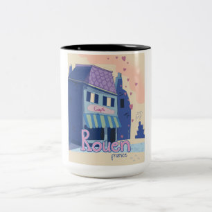 Taza Bicolor Afiche de viaje de Rouen france.