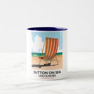 Taza Bicolor Afiche de viaje de Sutton on Sea.