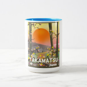 Taza Bicolor Afiche de viaje de Takamatsu japón