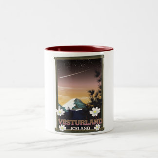 Taza Bicolor Afiche de viaje de Vesturland Islandia