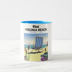 Taza Bicolor Afiche de viaje de Virginia Beach Virginia USA