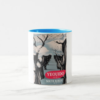 Taza Bicolor Afiche de viaje de Yeouido Corea del Sur