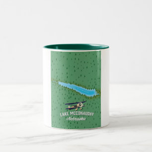 Taza Bicolor Afiche de viaje del lago McConaughy Nebraska