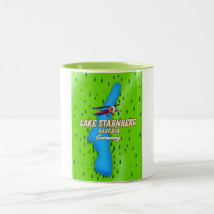 Taza Bicolor Afiche de viaje del lago Starnberg Bavaria Alemani