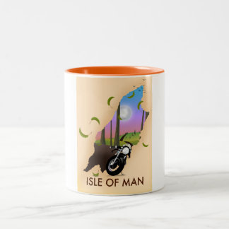 Taza Bicolor Afiche de viaje del mapa de la Isla de Man