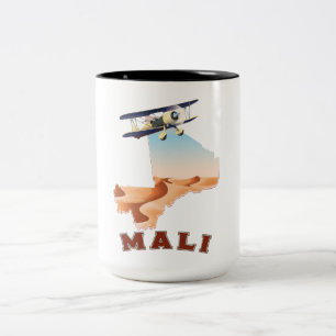Taza Bicolor Afiche de viaje del Mapa de Mali