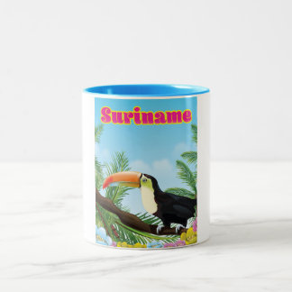 Taza Bicolor Afiche de viaje del paraíso sudamericano de Surina