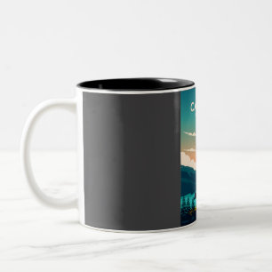 Taza Bicolor Afiche de viaje del Parque Nacional de Cascades de