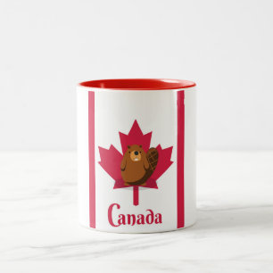 Taza Bicolor Afiche de viaje del personalizado castor canadiens