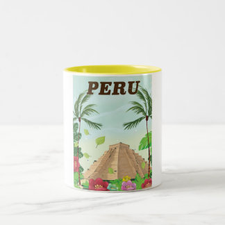 Taza Bicolor Afiche de viaje del personalizado vintage de Perú 
