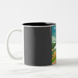 Taza Bicolor Afiche de viaje del South Downs National Park Engl