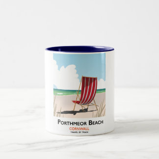 Taza Bicolor Afiche de viaje en la playa de Porthmeor