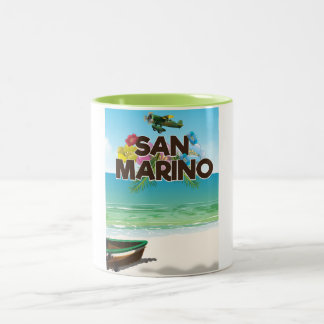 Taza Bicolor Afiche de viaje en la playa de San Marino