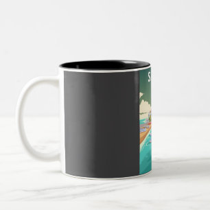 Taza Bicolor Afiche de viaje griego diurno de la isla de Grecia