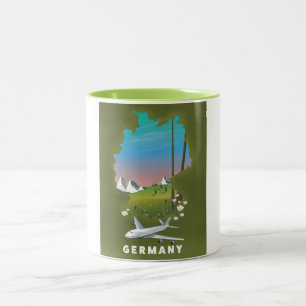 Taza Bicolor Afiche de viaje ilustrado de Alemania