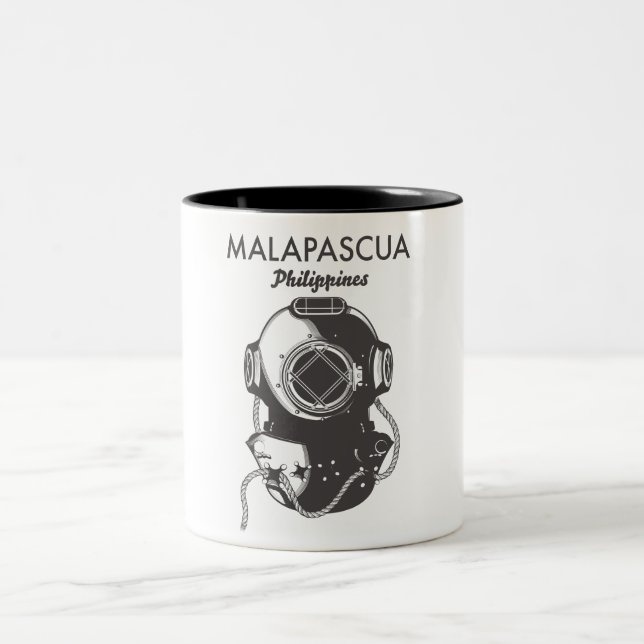 Taza Bicolor Afiche de viaje para buceo de Filipinas (Centro)