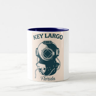 Taza Bicolor Afiche de viaje para buceo Nautical Key Largo Flor
