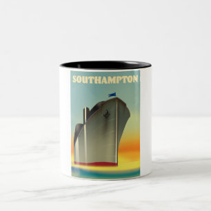 Taza Bicolor Afiche de viaje para crucero de Southampton