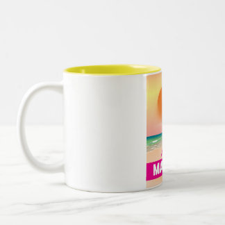 Taza Bicolor Afiche de viaje por la playa de Magaluf Mallorca